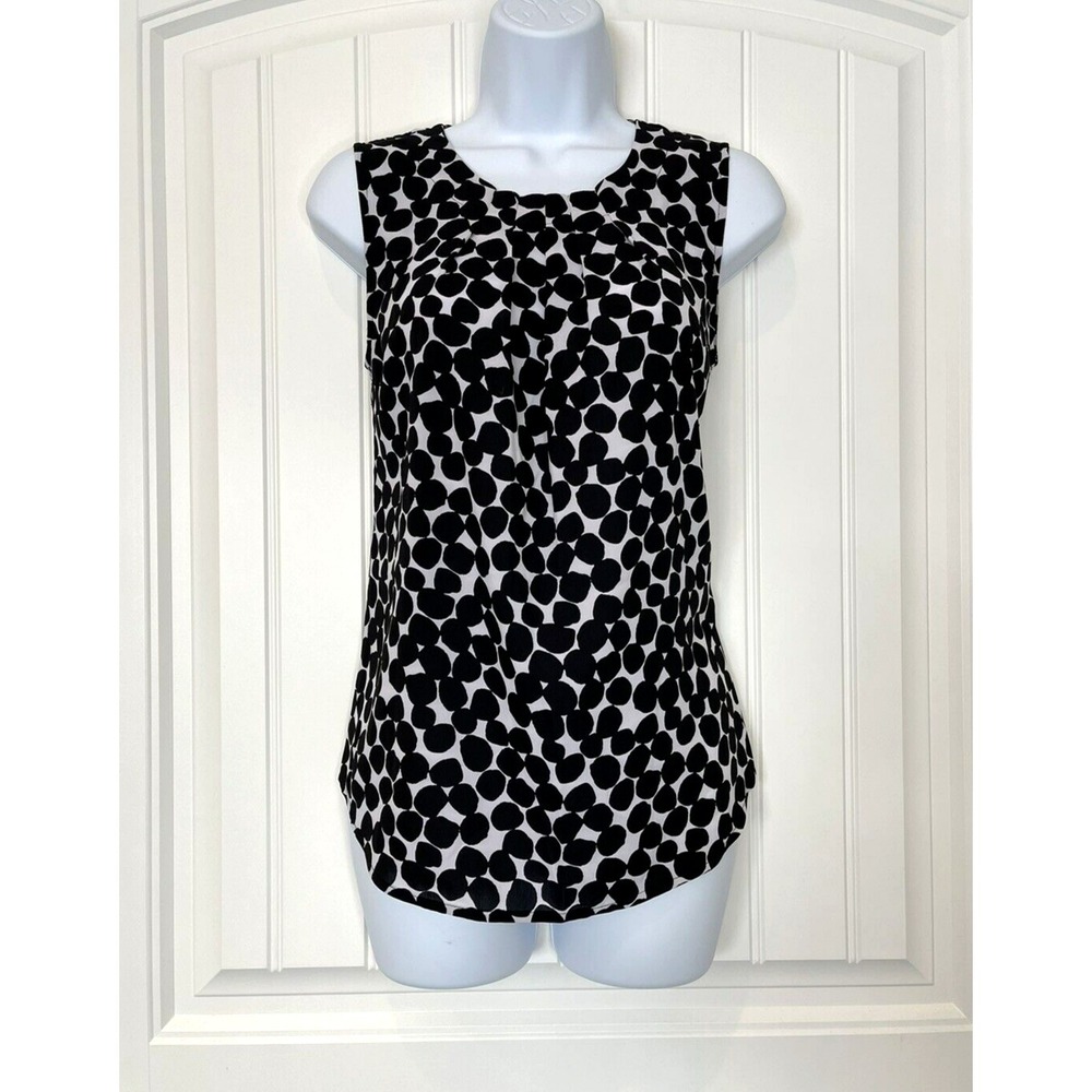 Calvin Klein Women's XS Sleeveless Black‎ & White Blouse Dress Lightweight Top
